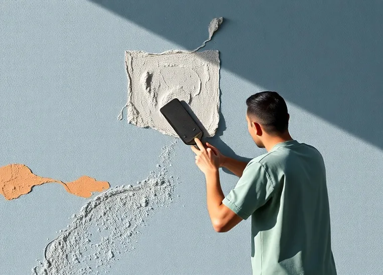 Application d'un enduit décoratif à la lisseuse sur un mur